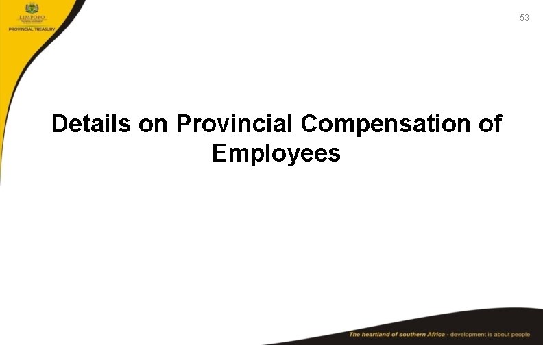 53 Details on Provincial Compensation of Employees 