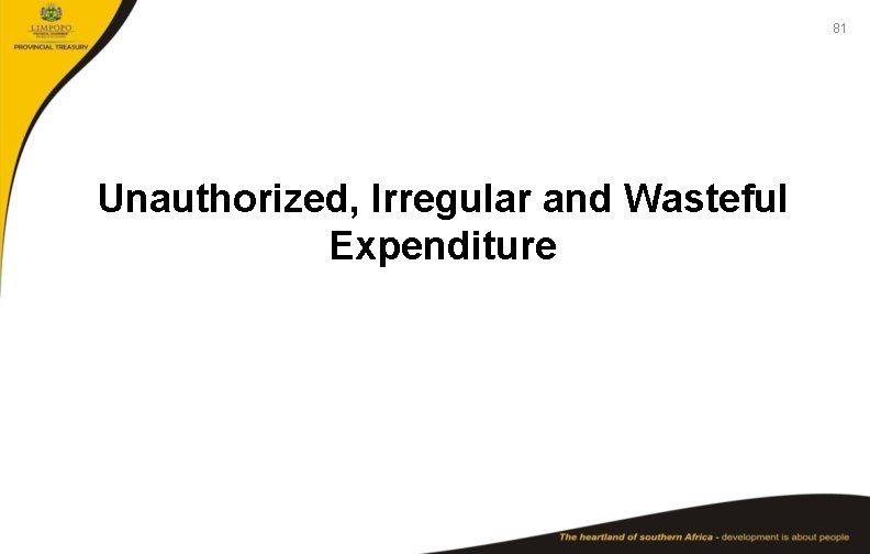 81 Unauthorized, Irregular and Wasteful Expenditure 