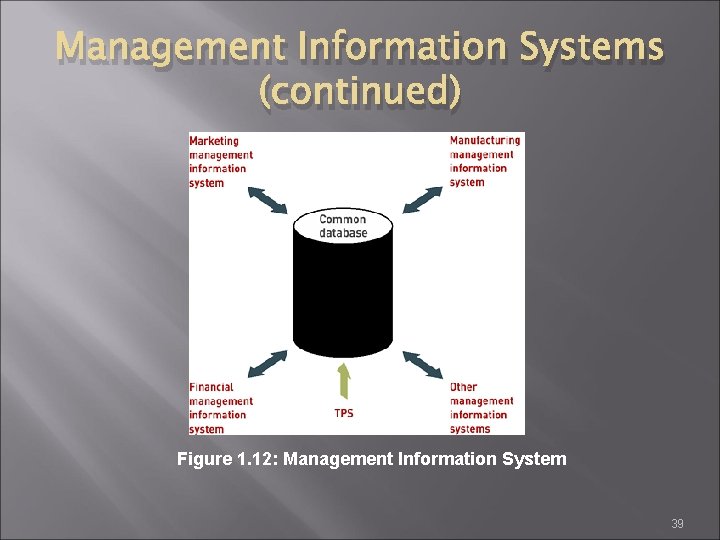 Management Information Systems (continued) Figure 1. 12: Management Information System 39 