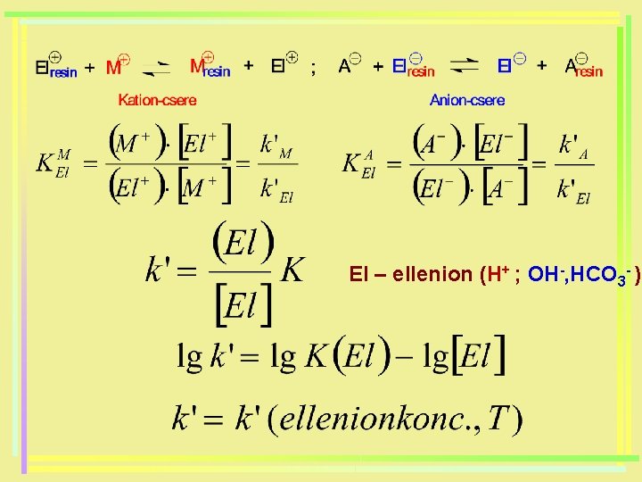 El – ellenion (H+ ; OH-, HCO 3 - ) 