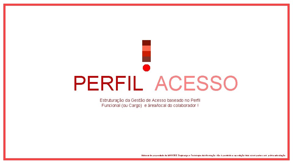 PERFIL ACESSO Estruturação da Gestão de Acesso baseado no Perfil Funcional (ou Cargo) e PERFIL ACESSO Estruturação da Gestão de Acesso baseado no Perfil Funcional (ou Cargo) e