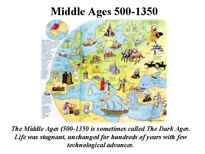 Middle Ages 500 -1350 The Middle Ages (500 -1350 is sometimes called The Dark