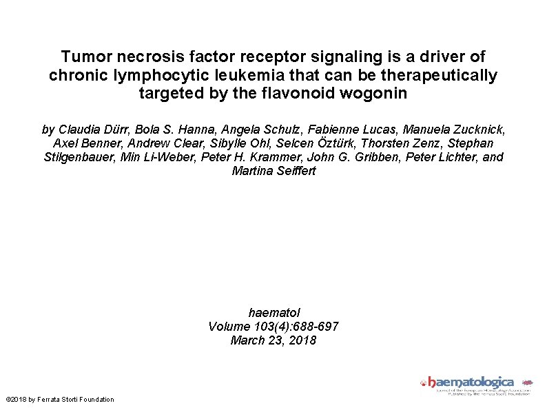 Tumor necrosis factor receptor signaling is a driver of chronic lymphocytic leukemia that can