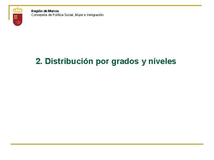 Región de Murcia Consejería de Política Social, Mujer e Inmigración 2. Distribución por grados