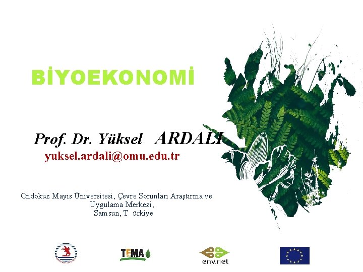 BİYOEKONOMİ Prof. Dr. Yüksel ARDALI yuksel. ardali@omu. edu. tr Ondokuz Mayıs Üniversitesi, Çevre Sorunları