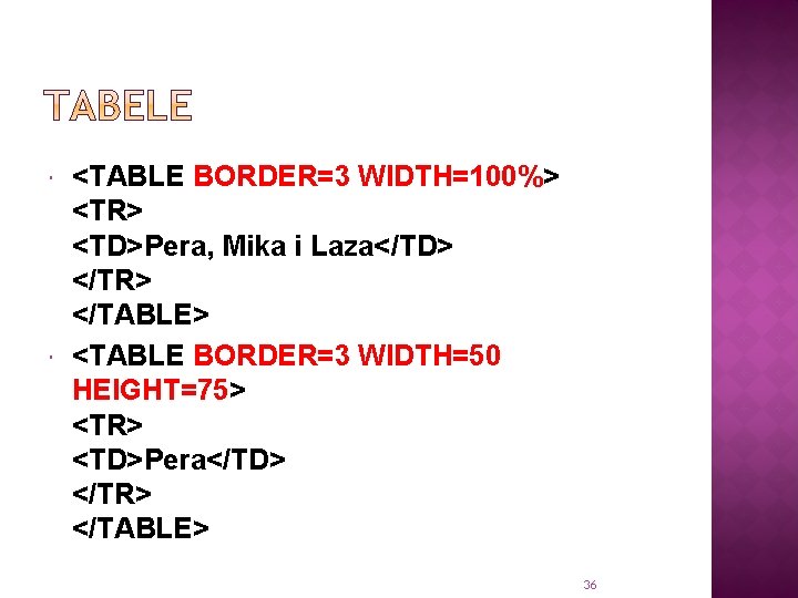  <TABLE BORDER=3 WIDTH=100%> <TR> <TD>Pera, Mika i Laza</TD> </TR> </TABLE> <TABLE BORDER=3 WIDTH=50