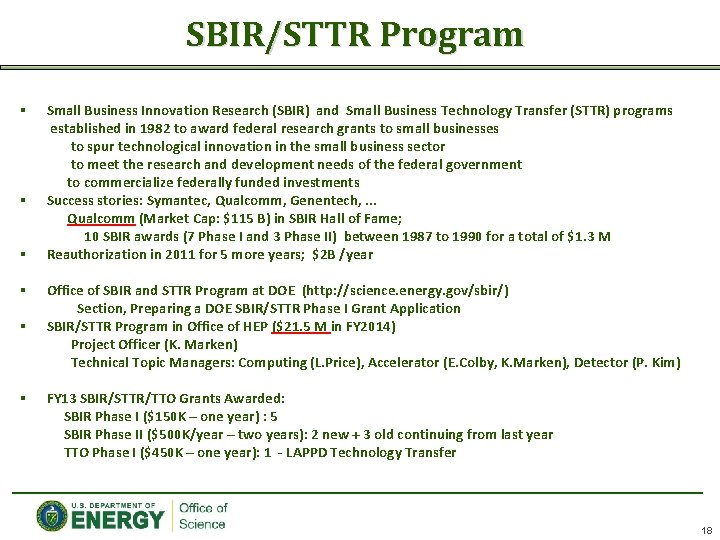 SBIR/STTR Program § § § Small Business Innovation Research (SBIR) and Small Business Technology