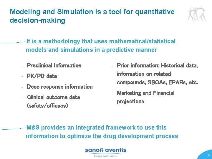 Modeling and Simulation is a tool for quantitative decision-making It is a methodology that