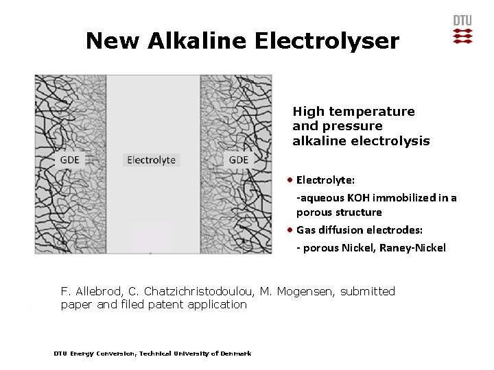 New Alkaline Electrolyser High temperature and pressure alkaline electrolysis • Electrolyte: -aqueous KOH immobilized
