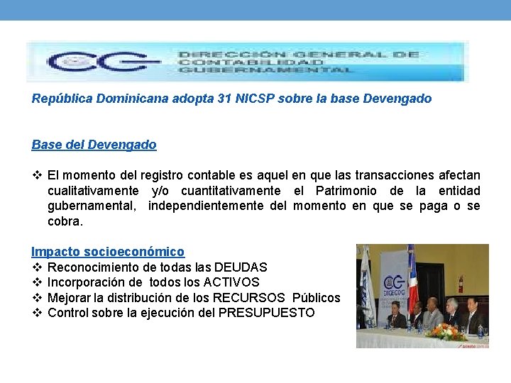República Dominicana adopta 31 NICSP sobre la base Devengado Base del Devengado v El