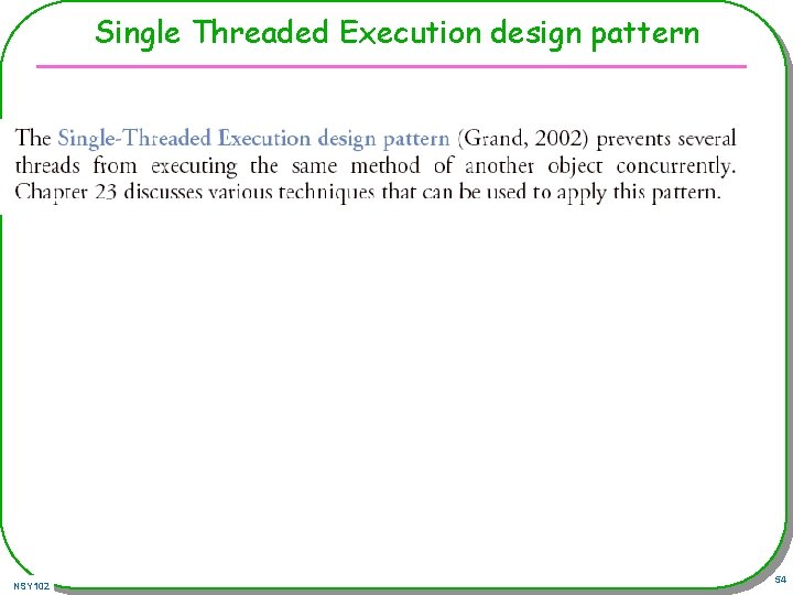 Single Threaded Execution design pattern NSY 102 54 