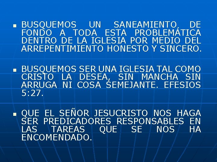 n n n BUSQUEMOS UN SANEAMIENTO DE FONDO A TODA ESTA PROBLEMÁTICA DENTRO DE