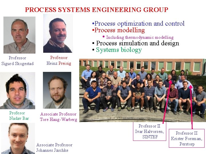 PROCESS SYSTEMS ENGINEERING GROUP • Process optimization and control • Process modelling • Including