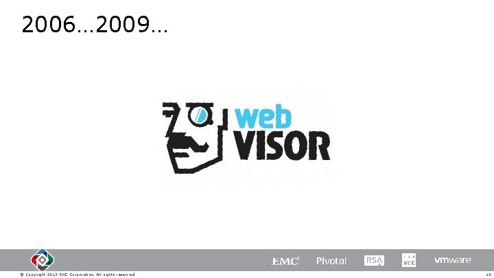 2006… 2009… © Copyright 2015 EMC Corporation. All rights reserved. 10 