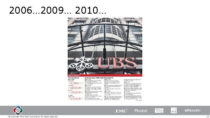 2006… 2009… 2010… © Copyright 2015 EMC Corporation. All rights reserved. 12 