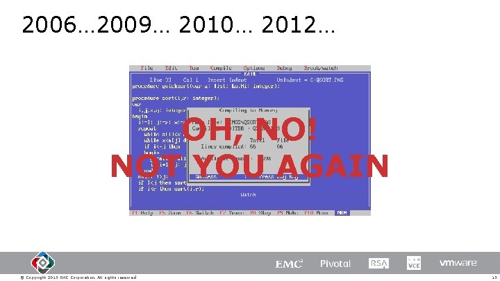 2006… 2009… 2010… 2012… OH, NO! NOT YOU AGAIN © Copyright 2015 EMC Corporation.