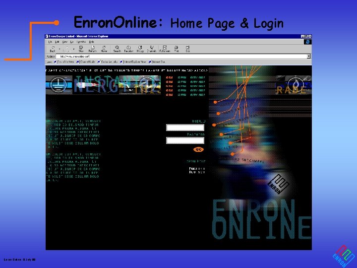 Enron. Online: Home Page & Login Enron Online - 8 July 99 