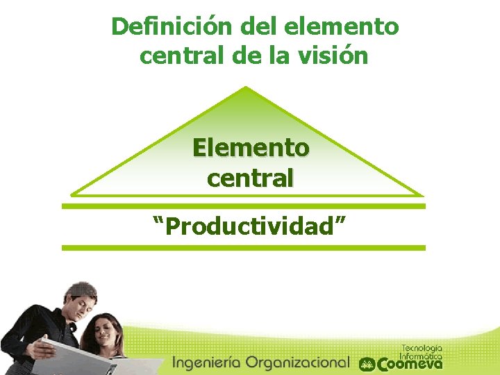 Definición del elemento central de la visión Elemento central “Productividad” 