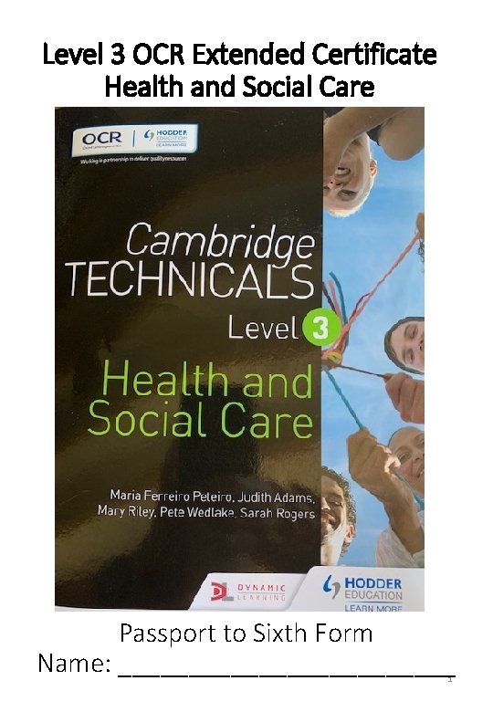 ocr health and social care level 3 coursework