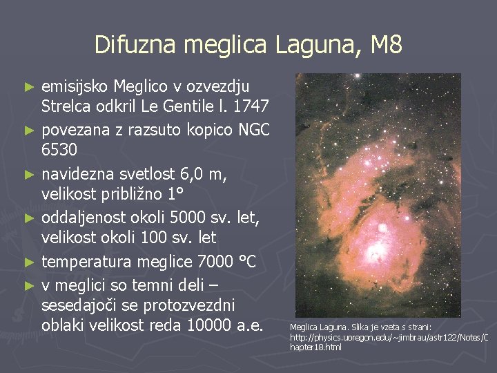 Difuzna meglica Laguna, M 8 emisijsko Meglico v ozvezdju Strelca odkril Le Gentile l.