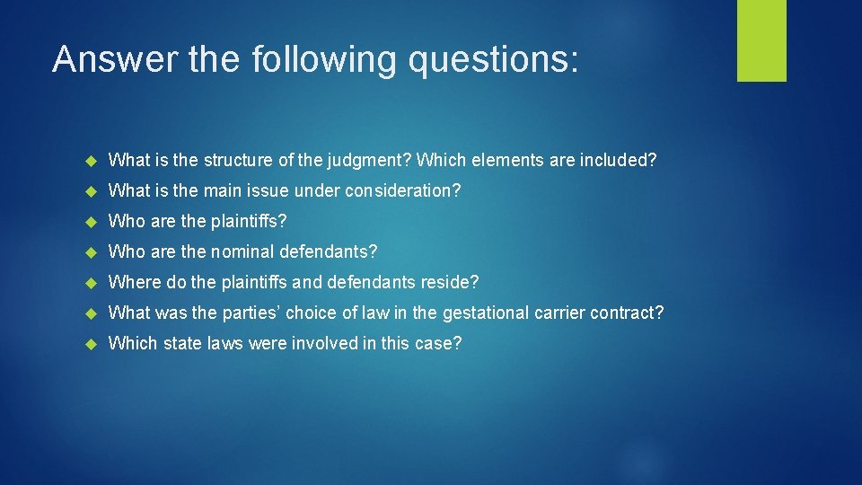 Answer the following questions: What is the structure of the judgment? Which elements are
