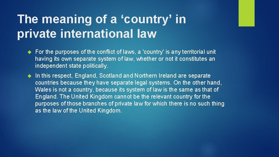 The meaning of a ‘country’ in private international law For the purposes of the