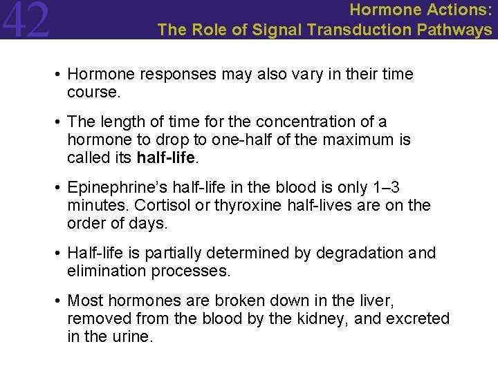 42 Hormone Actions: The Role of Signal Transduction Pathways • Hormone responses may also