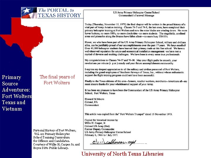 Primary Source Adventures: Fort Wolters Texas and Vietnam The final years of Fort Wolters