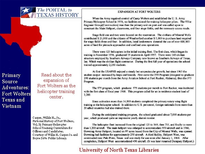 Primary Source Adventures: Fort Wolters Texas and Vietnam Read about the expansion of Fort