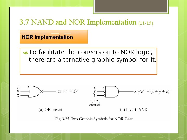 3. 7 NAND and NOR Implementation (11 -15) NOR Implementation To facilitate the conversion