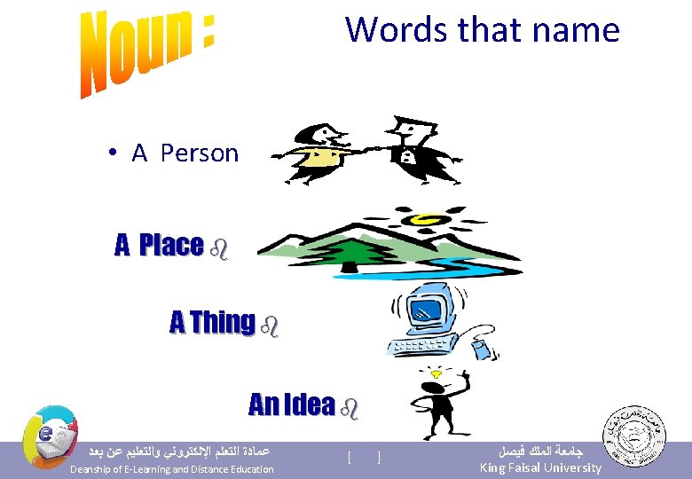 Words that name • A Person A Place b A Thing b An Idea