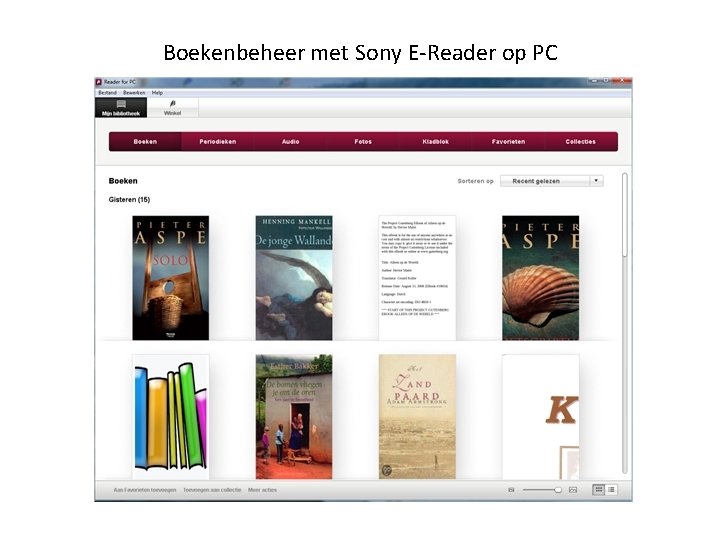 Boekenbeheer met Sony E-Reader op PC 