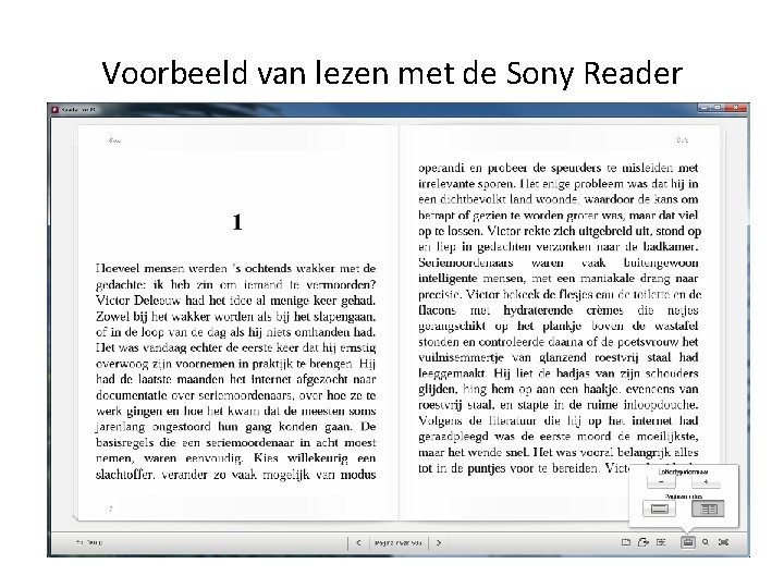 Voorbeeld van lezen met de Sony Reader 