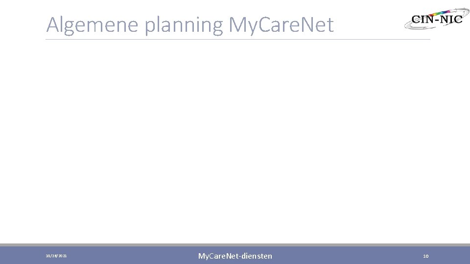 Algemene planning My. Care. Net 10/26/2021 My. Care. Net-diensten 10 