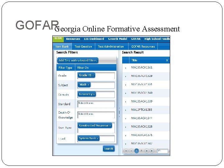 GOFARGeorgia Online Formative Assessment Resource GOFARGeorgia Online Formative Assessment Resource
