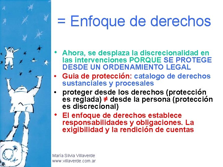 = Enfoque de derechos • Ahora, se desplaza la discrecionalidad en las intervenciones PORQUE = Enfoque de derechos • Ahora, se desplaza la discrecionalidad en las intervenciones PORQUE