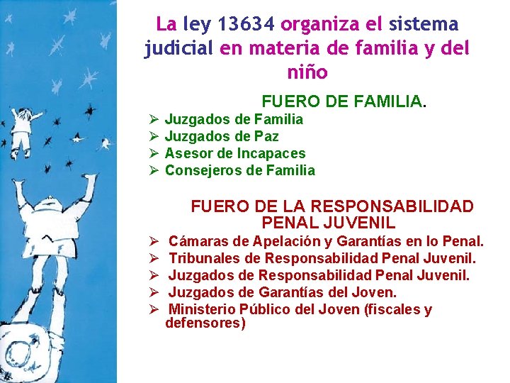 La ley 13634 organiza el sistema judicial en materia de familia y del niño