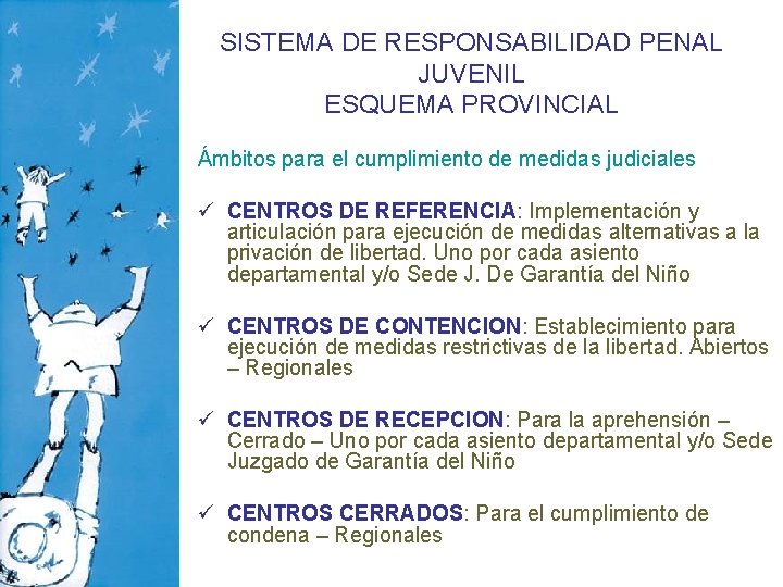 SISTEMA DE RESPONSABILIDAD PENAL JUVENIL ESQUEMA PROVINCIAL Ámbitos para el cumplimiento de medidas judiciales