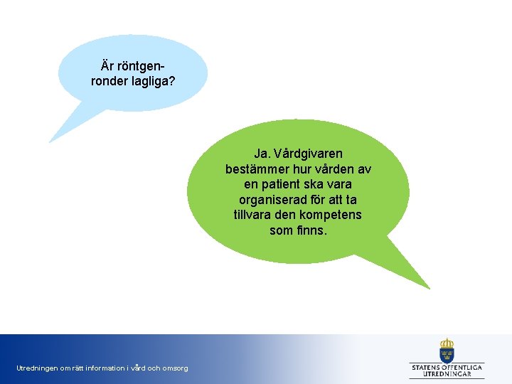 Är röntgenronder lagliga? Ja. Vårdgivaren bestämmer hur vården av en patient ska vara organiserad
