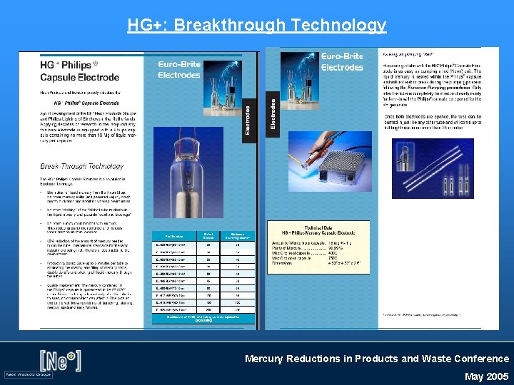 HG+: Breakthrough Technology Mercury Reductions in Products and Waste Conference May 2005 