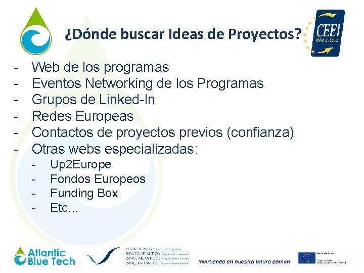 ¿Dónde buscar Ideas de Proyectos? - Web de los programas Eventos Networking de los