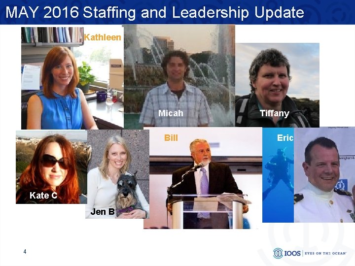 MAY 2016 Staffing and Leadership Update Kathleen Micah Bill Tiffany Eric Kate C Jen