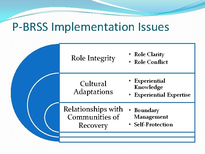P-BRSS Implementation Issues Role Integrity Cultural Adaptations • Role Clarity • Role Conflict • P-BRSS Implementation Issues Role Integrity Cultural Adaptations • Role Clarity • Role Conflict •