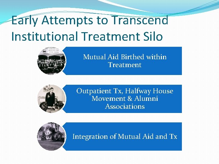 Early Attempts to Transcend Institutional Treatment Silo Mutual Aid Birthed within Treatment Outpatient Tx, Early Attempts to Transcend Institutional Treatment Silo Mutual Aid Birthed within Treatment Outpatient Tx,