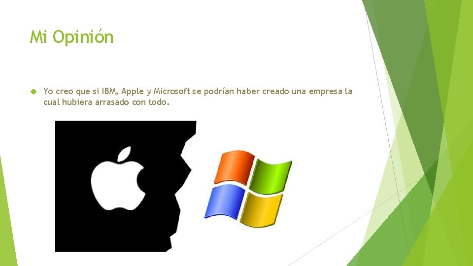Mi Opinión Yo creo que si IBM, Apple y Microsoft se podrían haber creado