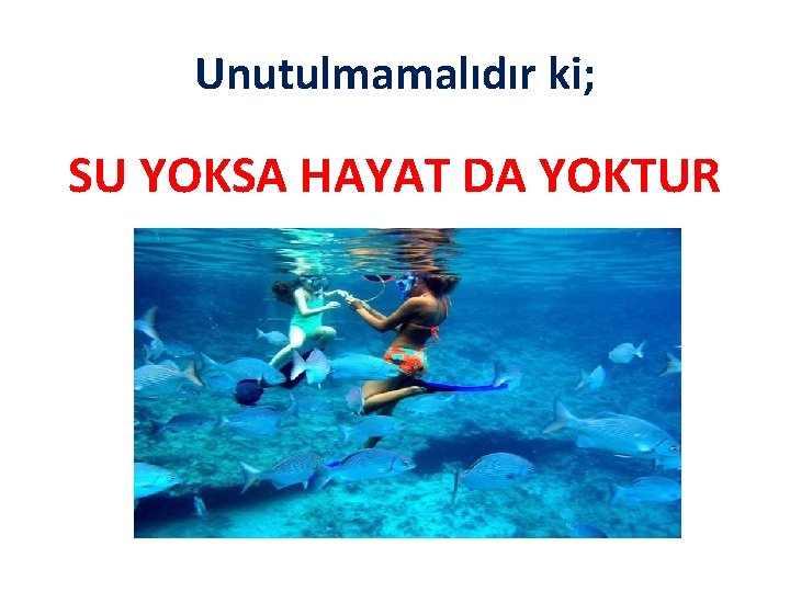 Unutulmamalıdır ki; SU YOKSA HAYAT DA YOKTUR 