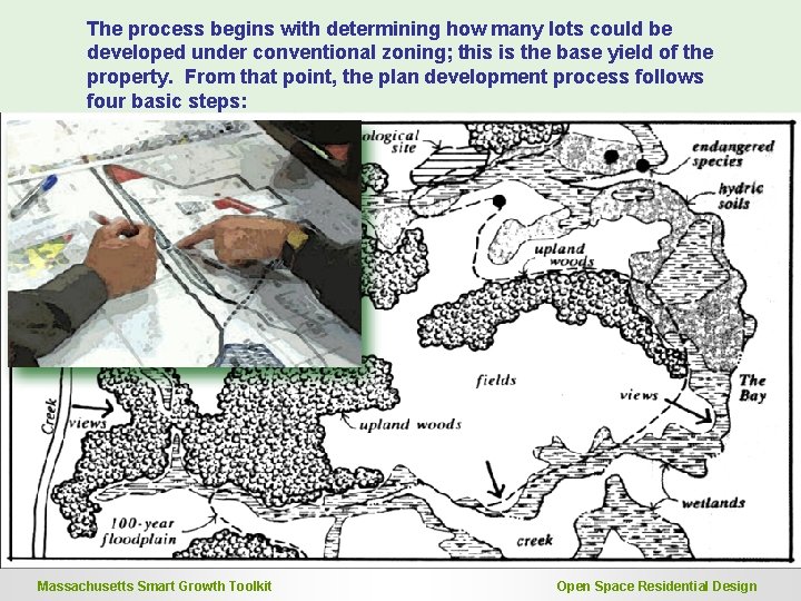The process begins with determining how many lots could be developed under conventional zoning; The process begins with determining how many lots could be developed under conventional zoning;