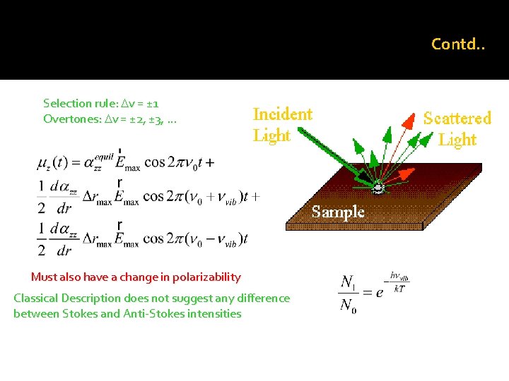 Contd. . Selection rule: Dv = ± 1 Overtones: Dv = ± 2, ±