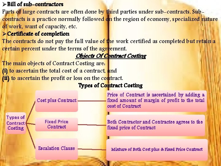 ØBill of sub-contractors Parts of large contracts are often done by third parties under