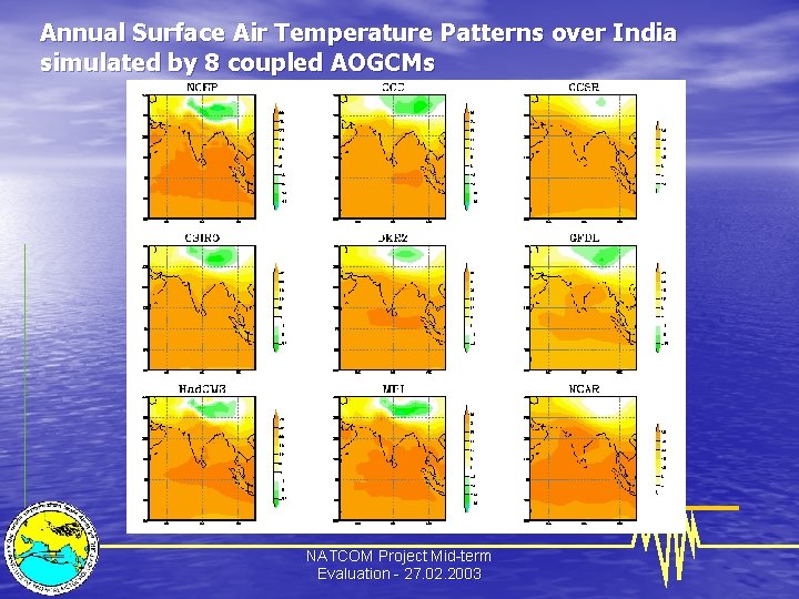 Annual Surface Air Temperature Patterns over India simulated by 8 coupled AOGCMs NATCOM Project